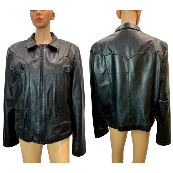 70s Wilsons Black Leather Bomber Jacket with Faux Fur Zip Out Lining - Picture 7 of 9